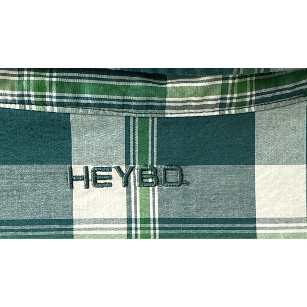 Heybo Outdoors Button Down Shirt Long Sleeve Vented Green Plaid Mens XXL - Picture 4 of 7